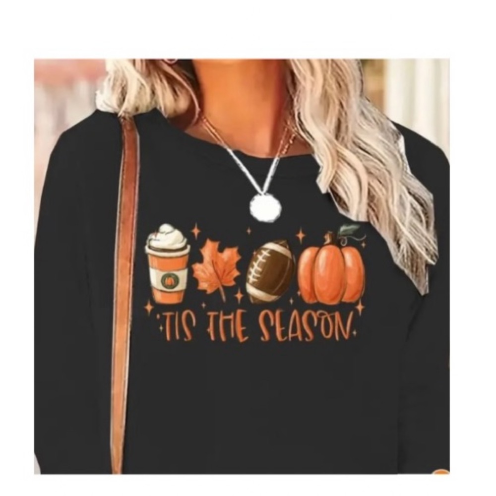 Nip Fall Long Sleeve Black & Orange Graphic T-Shi… - image 1